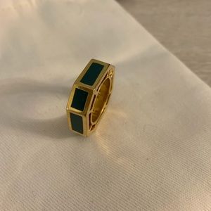 Tory Burch Statement Ring in Green and Gold